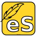 Logo of eScriptorium (feather with eS on yellow background)