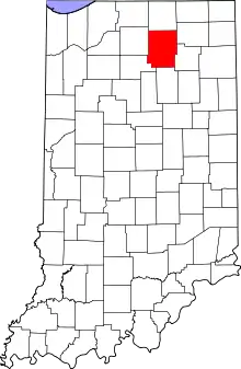 Map of Indiana highlighting Kosciusko County