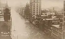 Main Street in Dayton, Ohio, with several feet of water during the flood