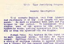 Part of Samson's typewritten memo describing TJ-2