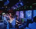 Large screen displays on USS&nbsp;Vincennes, typical of early Aegis platforms, 1988
